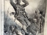 an old picture of a man holding a rifle in his right hand