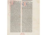 an old book with a red and blue design on it
