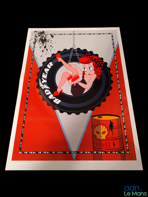 une photo d'une affiche représentant une pin-up