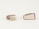 pair of silver and mother of pearl rings with mother of pearl inlays
