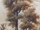 an image of a painting of a man riding a horse down a dirt road
