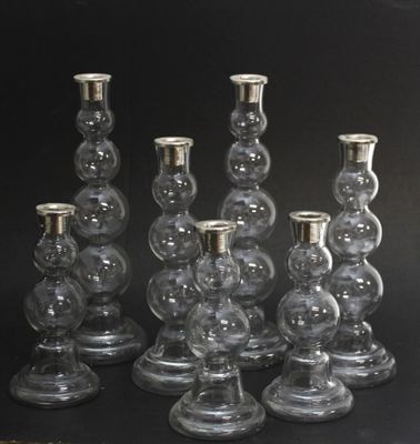 Suite de 7 flambeaux en verre soufflé polylobé - Photo 1