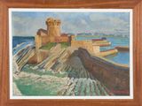 une image représentant un tableau d'un château au bord de l'eau