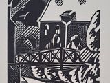 une photo en noir et blanc d'un homme debout sur un pont
