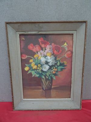 a picture of a painting of flowers in a vase