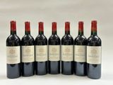 six bouteilles de vin rouge sont alignées