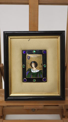 Chantal de BURGUET (XXème). Limoges. « Portrait de femme Renaissa...