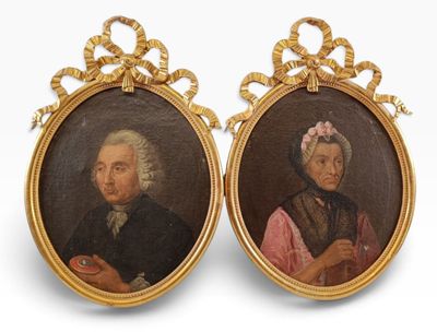 une paire de portraits miniatures représentant un homme et une femme
