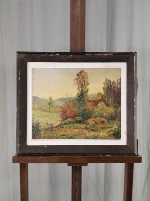 a picture of a picture of a painting on a easel