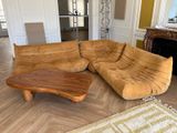 a couch and a coffee table in a living room