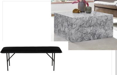 Lot de 2 articles composé de: 1 Banc en tissu velours noir ,…