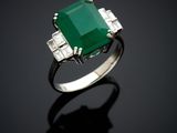 an emerald and diamond ring
