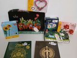 many different books and cards on the table