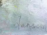 a painting of a dog with a name written on it