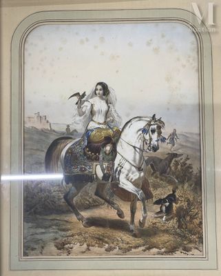 a picture of a painting of a man riding a horse