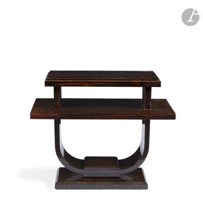 a close up of a table with a shelf on top of it