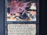 a close up of a card with a picture of a demon on it