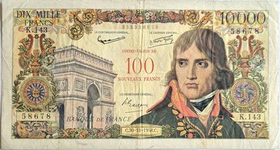 100 NF sur 10 000 francs Bonaparte, 30/10/1958,peu courant, …