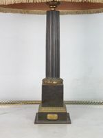 LAMPE COLONNE en tôle laquée verte et bague dorée sur une ba… (photo 2)