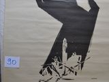 a poster on the wall of a building with a zombie hand coming out of it