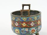 chinese cloise enamel incense burner with wooden handle