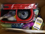 a box full of cleaning supplies and cleaning supplies