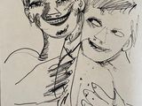 drawing of a man holding a child in his arms