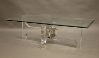 Philippe JEAN : table basse à plateau de verre biseauté supp… - Photo 1