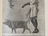 illustration of a woman standing on a platform with a cow in front of her