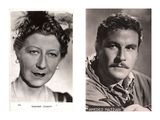two black and white photos of a man and a woman