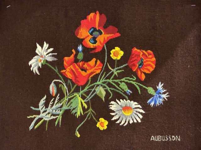 Tapisserie d’Aubusson « fleurs ». 42x56cm. Sans cadre 