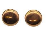 pair of gold tone buttons on a white background with a white background