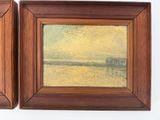 pair of oil paintings of a landscape with a distant horizon