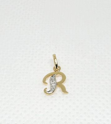 Pendentif INITIALE en or jaune et blanc 18K 750/1000 en form…