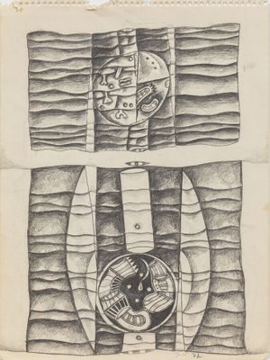 deux dessins représentant une horloge et une horloge sur une feuille de papier