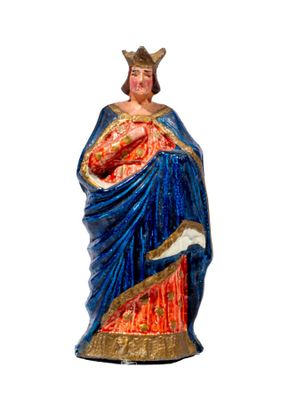 the statue of a woman in a blue dress with a crown on her head