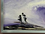 un tableau représentant un homme et une femme sur une planche de surf