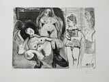 un dessin en noir et blanc représentant une femme tenant un bébé dans ses bras
