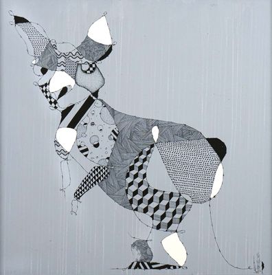 an image of a drawing of a dog on a skateboard
