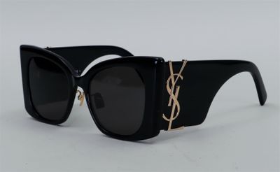 Lunettes de soleil noires Saint Laurent ornées d'une chaîne dorée