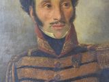 painting of a man in a military uniform with a mustache and moustache