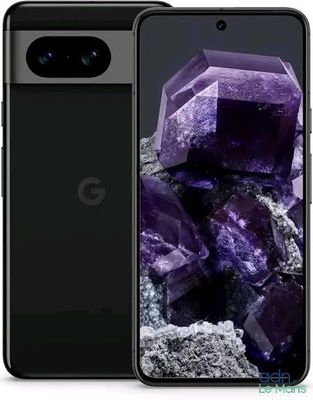 a close up of the front and back of a black google pixel phone