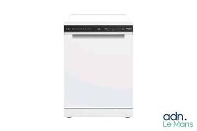 a white dishwasher sitting on top of a white counter