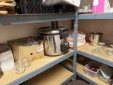 a shelf with many items on it in a room