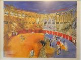 painting of a painting of a bullfight in a large arena