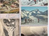several photographs of people on a ski lift in the mountains