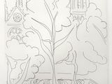 dessin représentant un arbre avec un bâtiment en arrière-plan