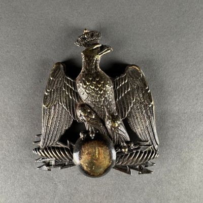 an image of a silver eagle with a golden egg in its beak