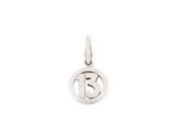 a silver charm with the letter b on it