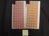 two stamps with a picture of a red and yellow flower on them